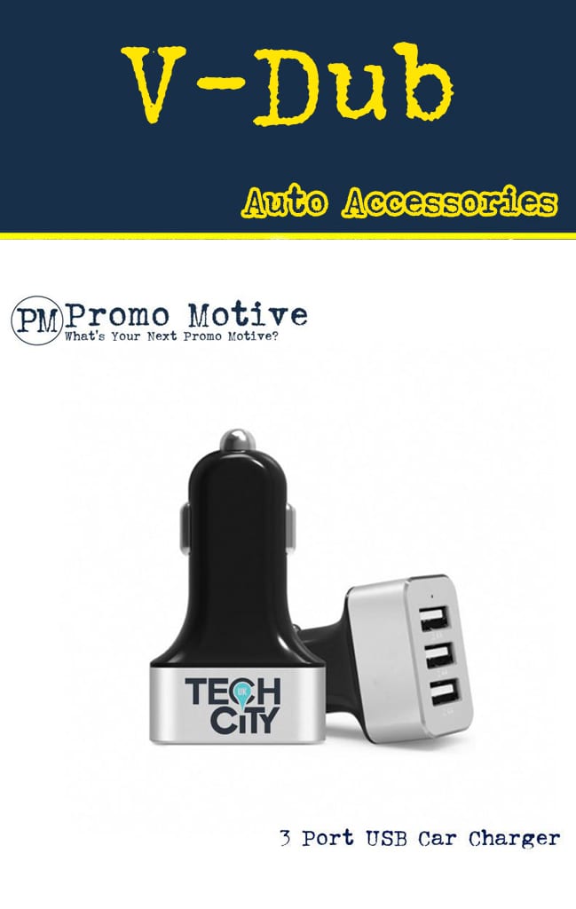 Black USB Phone Charger with logo