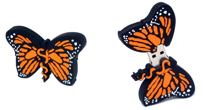 Butterfly shaped custom flash drive.. Promo Crunch. Home to the “World’s Coolest Custom 3D Flash Drives”. Turn your logo, idea or product into a 3D custom shaped USB flash drive.