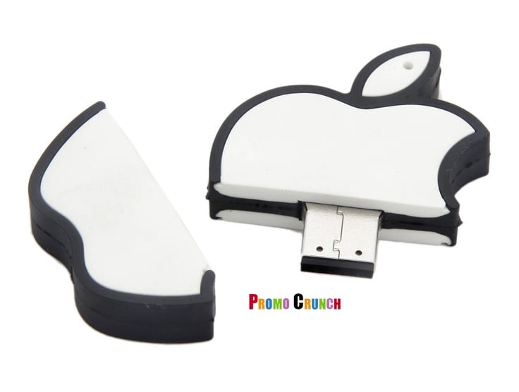 Apple shaped custom flash drive.. Promo Crunch. Home to the “World’s Coolest Custom 3D Flash Drives”. Turn your logo, idea or product into a 3D custom shaped USB flash drive.