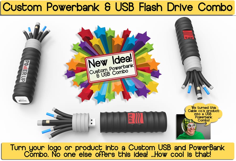 powerbank flash drive combo Custom bespoke 3D USB flash drives for promotional marketing