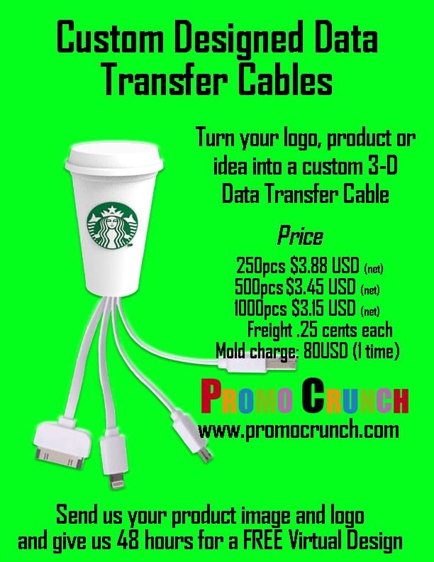 data transfer cable promotional product 3D custom molded Custom bespoke 3D USB flash drives for promotional marketing