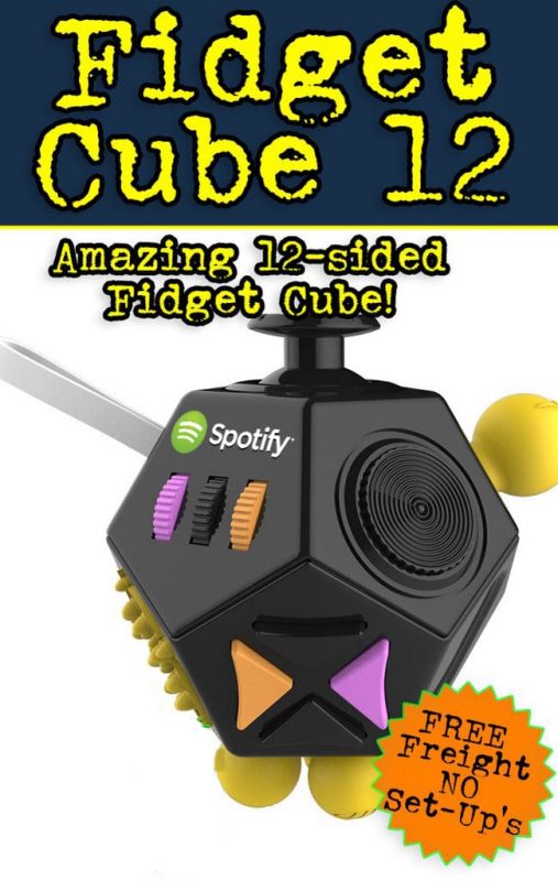 Black_12_sided_fidget_cube_for_promotional_product_marketing_business_logos_and_ad_specialty_giveaway._Trade_show_and_conference_gift.