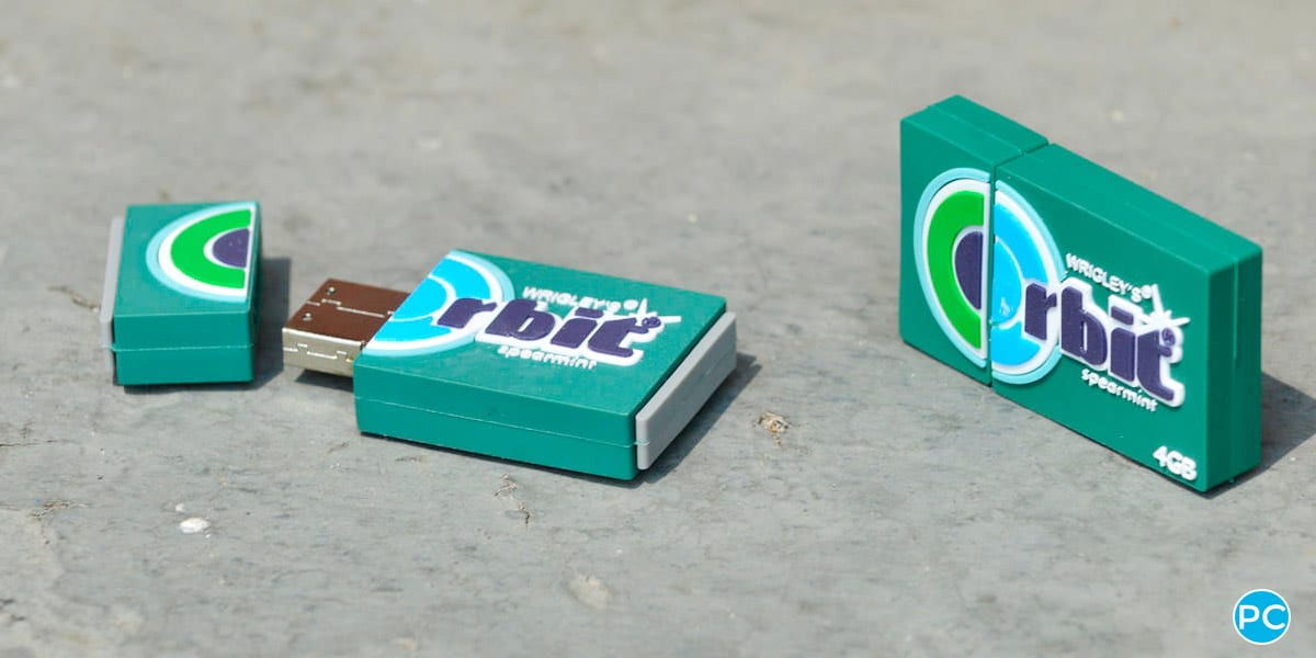 Orbit gum shaped custom shaped 3D USB flahs drive. Turn your logo or idea into a 3D custom flash drive | Wholesale Bulk Cheap| Promo Crunch