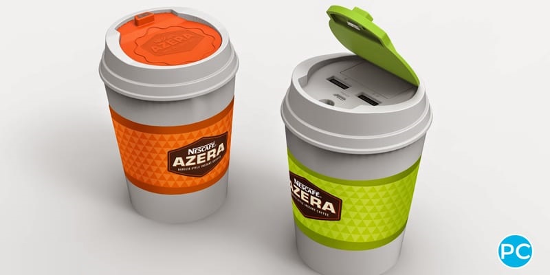 Coffe cup shaped 3D Power Bank portable battery charger | Wholesale Promotional Product| Promo Crunch, The World's best custom shaped phone charers.