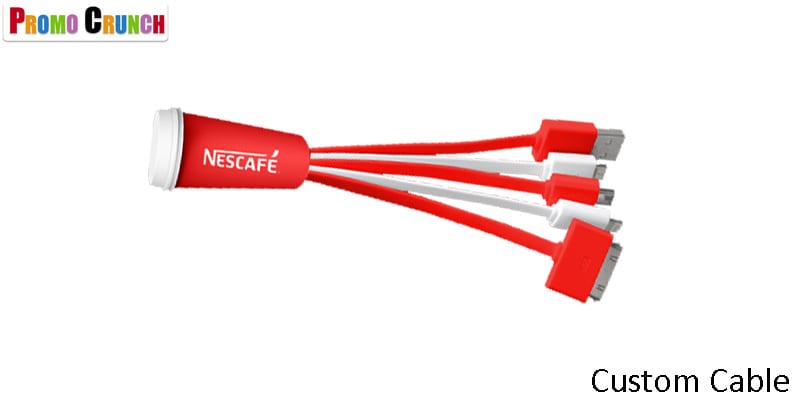 custom designed and molded charging and data transfer cables for promotions, logo and marketing.
