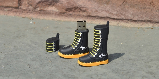 custom 3D flash drive boots Custom bespoke 3D USB flash drives for promotional marketing