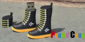 amazing custom molded usb memory sticks and flash drives. made from PVC rubber. Onky from Promo Crunch boot shaped custom usb custom pvc power banks for marketing and promotional