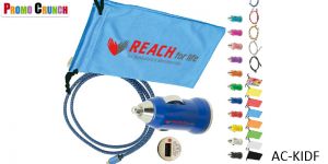 Cables, Chargers and Promotional Kits. Power up your logo onto these useful on-the-go data and power charging kits. Promotional chargers, car chargers, cables and ear buds are a great way to power up your brand.