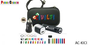 Cables, Chargers and Promotional Kits. Power up your logo onto these useful on-the-go data and power charging kits. Promotional chargers, car chargers, cables and ear buds are a great way to power up your brand.